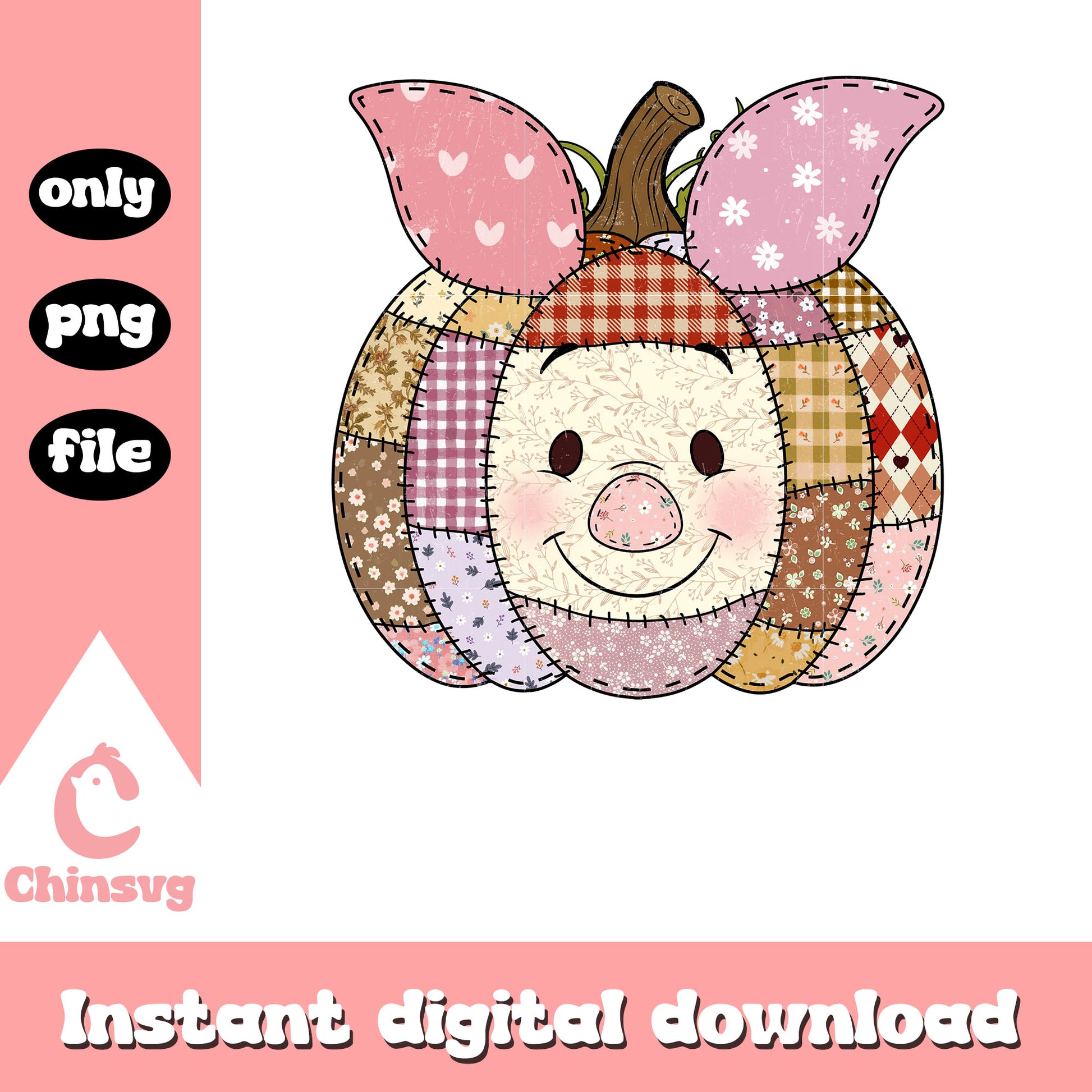 Patchwork pumpkin piglet disney png, piglet halloween​​ png