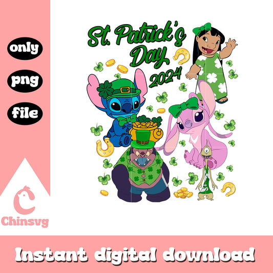 Patrick stitch and lilo patrick day png, happy st patrick's day png