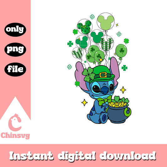 Patrick stitch mickey balloon png, happy st patrick's day png