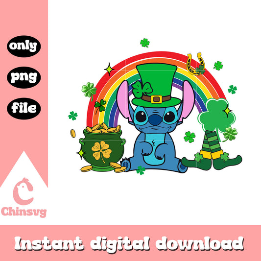 Patrick stitch rainbow png, happy st patrick's day png
