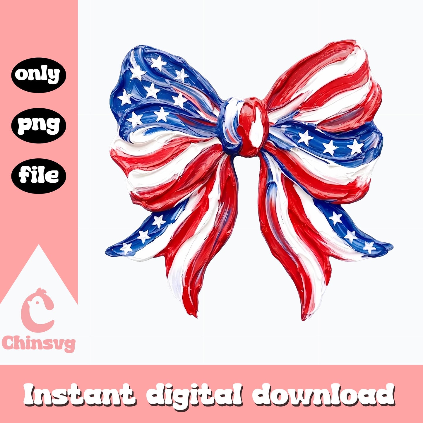 Patriotic Bow American Flag PNG, 4th Of July Clipart, PNG File