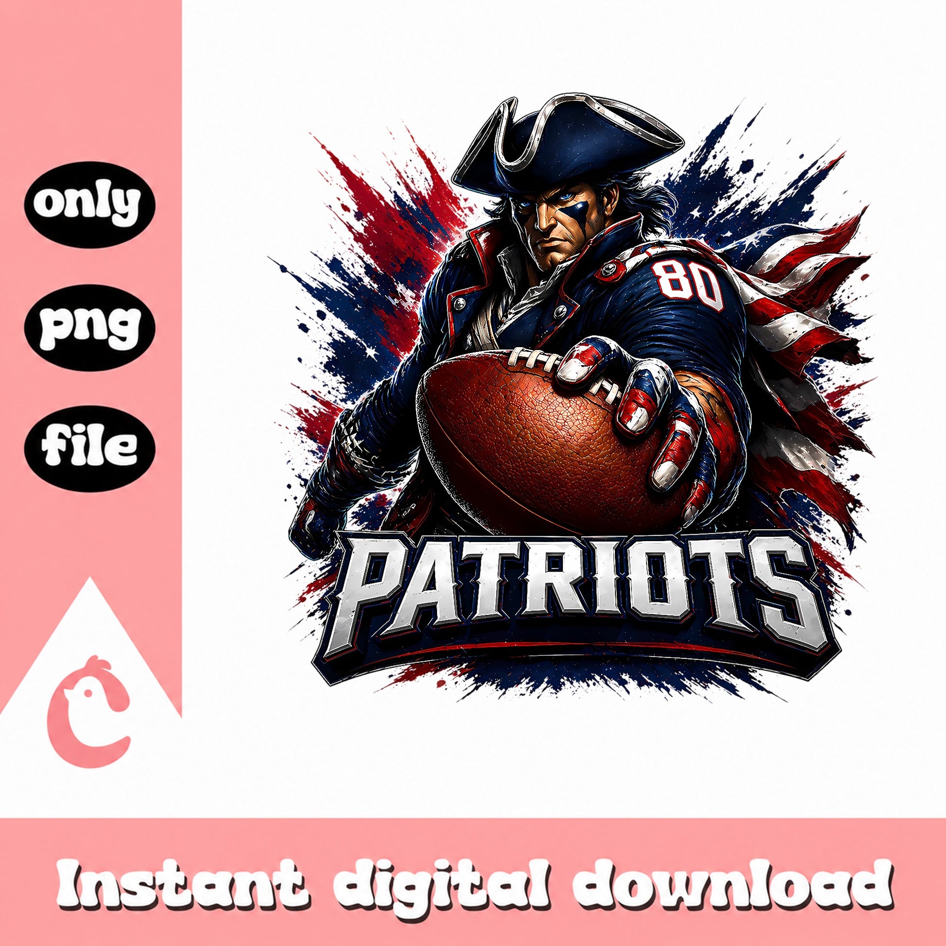 Patriots Football PNG, New England NFL Sublimation, Football PNG
