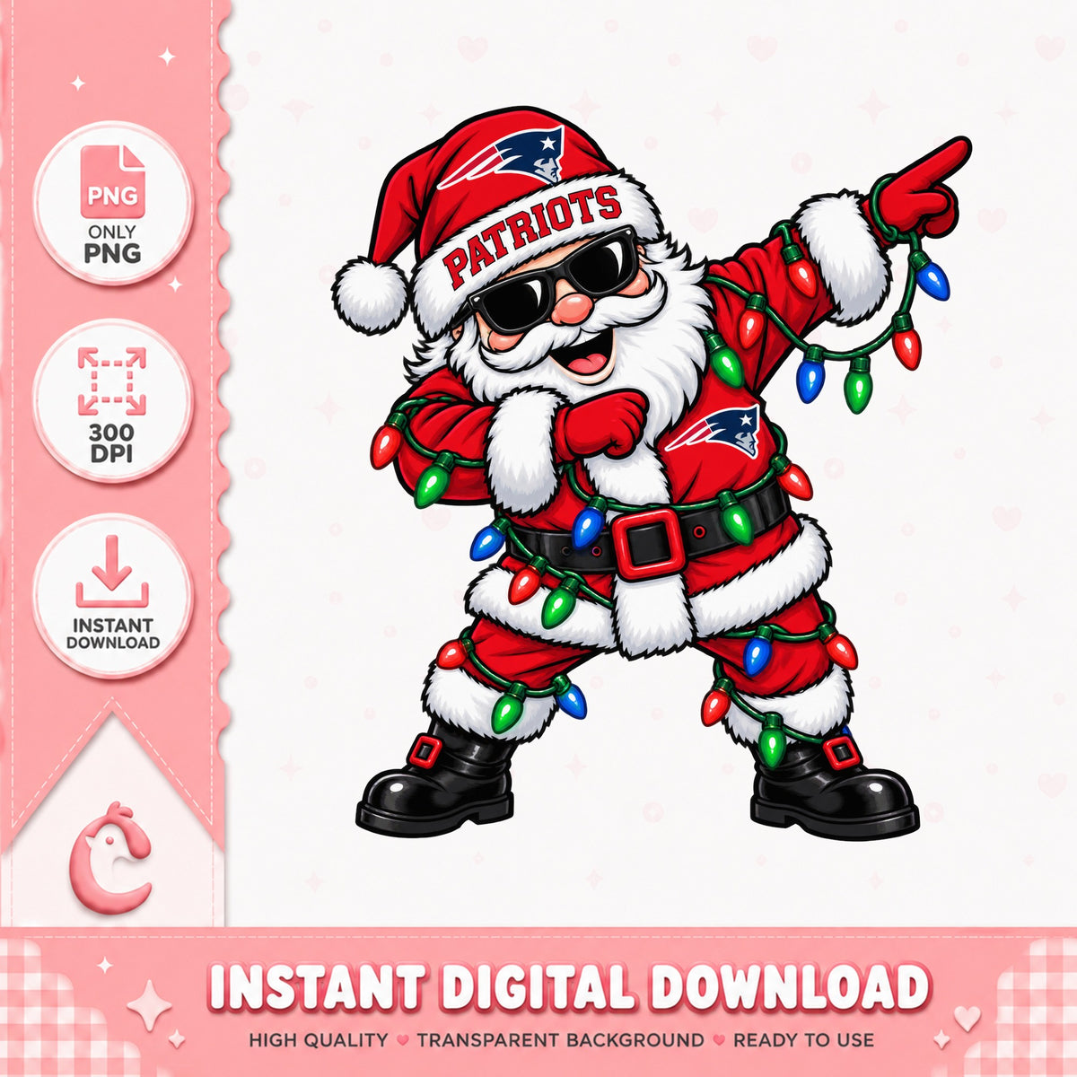 Patriots Santa Claus PNG, Dabbing Santa Christmas, NFL Football PNG