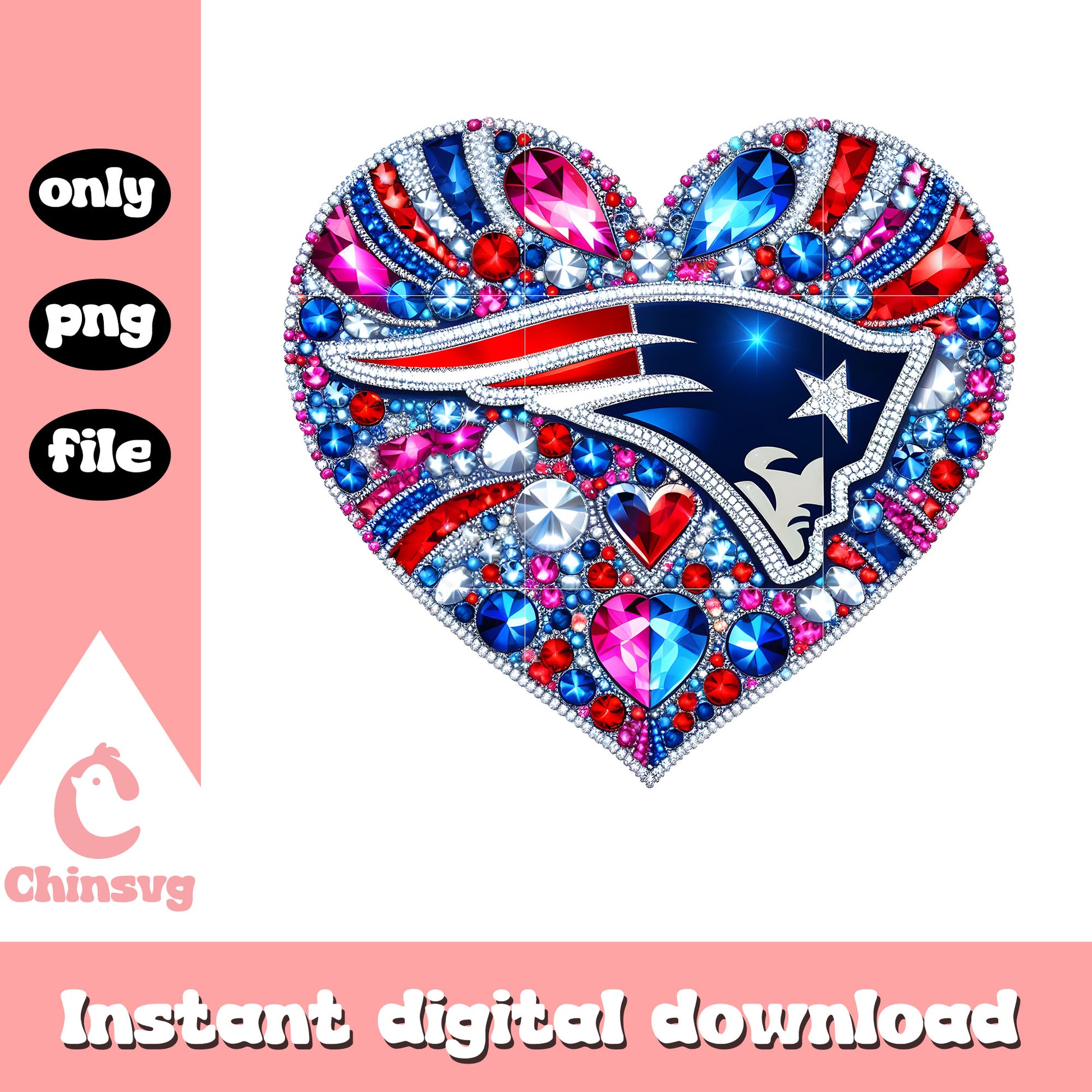 Patriots diamon heart art png, new england patriots nfl​ png