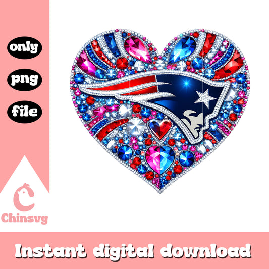 Patriots diamon heart art png, new england patriots nfl​ png