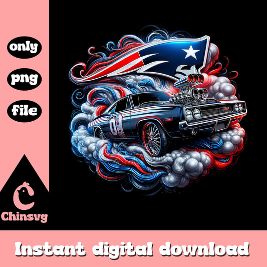 Patriots nfl smoke muscle car png, New England Patriots png