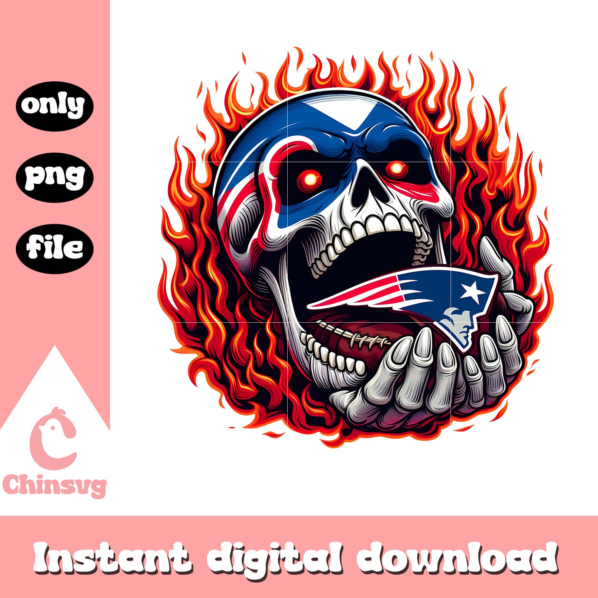 Patriots skullcap digital logo png, england patriots nfl​ png