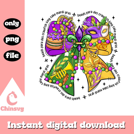 Pattern bow mardi gras png, mardi gras new orleans​​​​ png