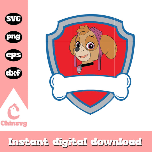 Paw patrol character skye shield svg, skye character svg