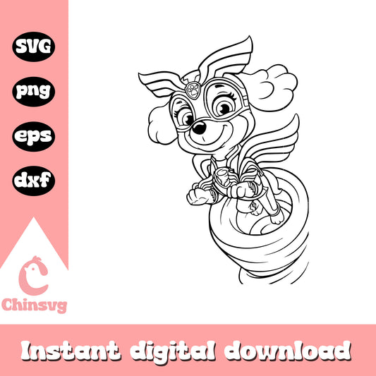 Paw patrol skye might pups outline svg, paw patrol my puns svg