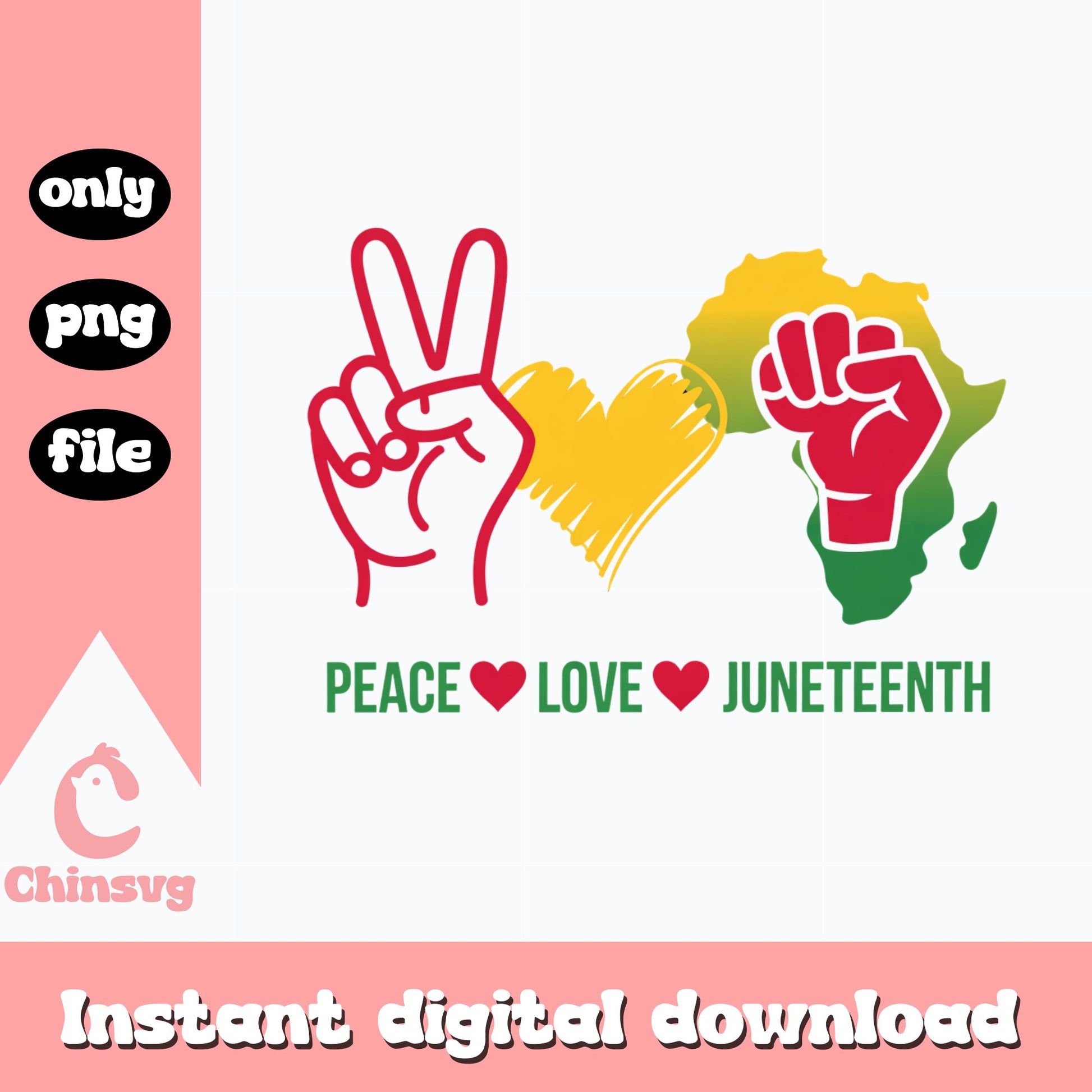 Peace Love Juneteenth PNG, Black History Month PNG, Juneteenth PNG