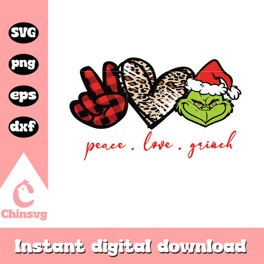 Peace love grinch christmas design svg, the grinch face​ svg