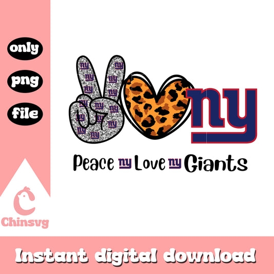 Peace love New York Giants leopard heart svg, nfl logo svg