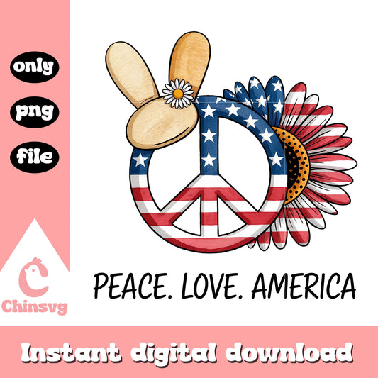 Peace love america design png, the 4th of july usa png