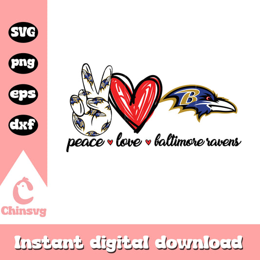 Peace love baltimore ravens design svg, nfl mock draft svg