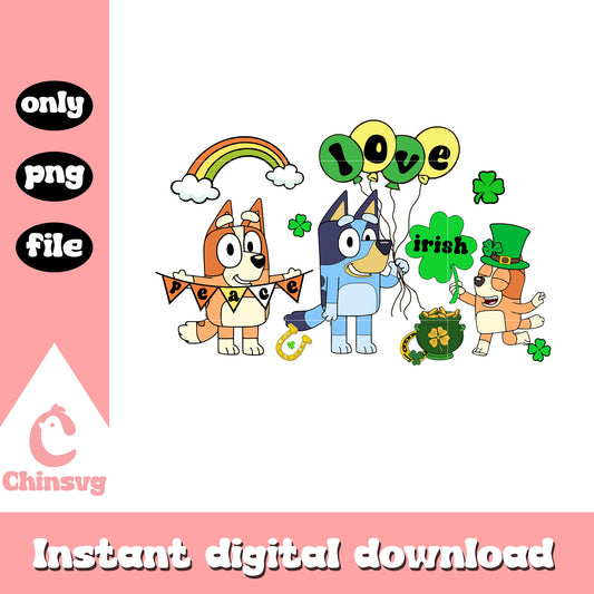 Peace love irish png, bluey family png, when is st patrick's day png