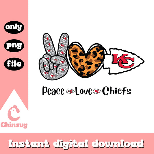 Peace love kansas city chiefs svg, love nfl games svg