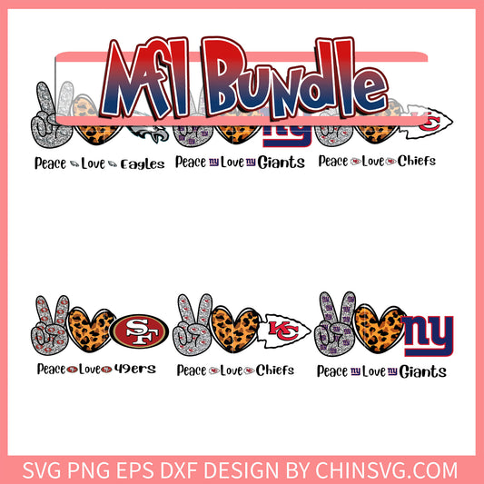 Peace love nfl teams bundle svg, nfl scores schedule svg
