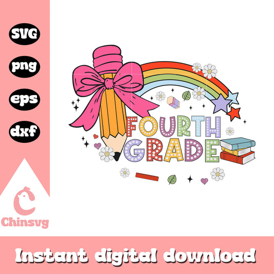Pencial bow fourth grade svg, school days svg, school svg