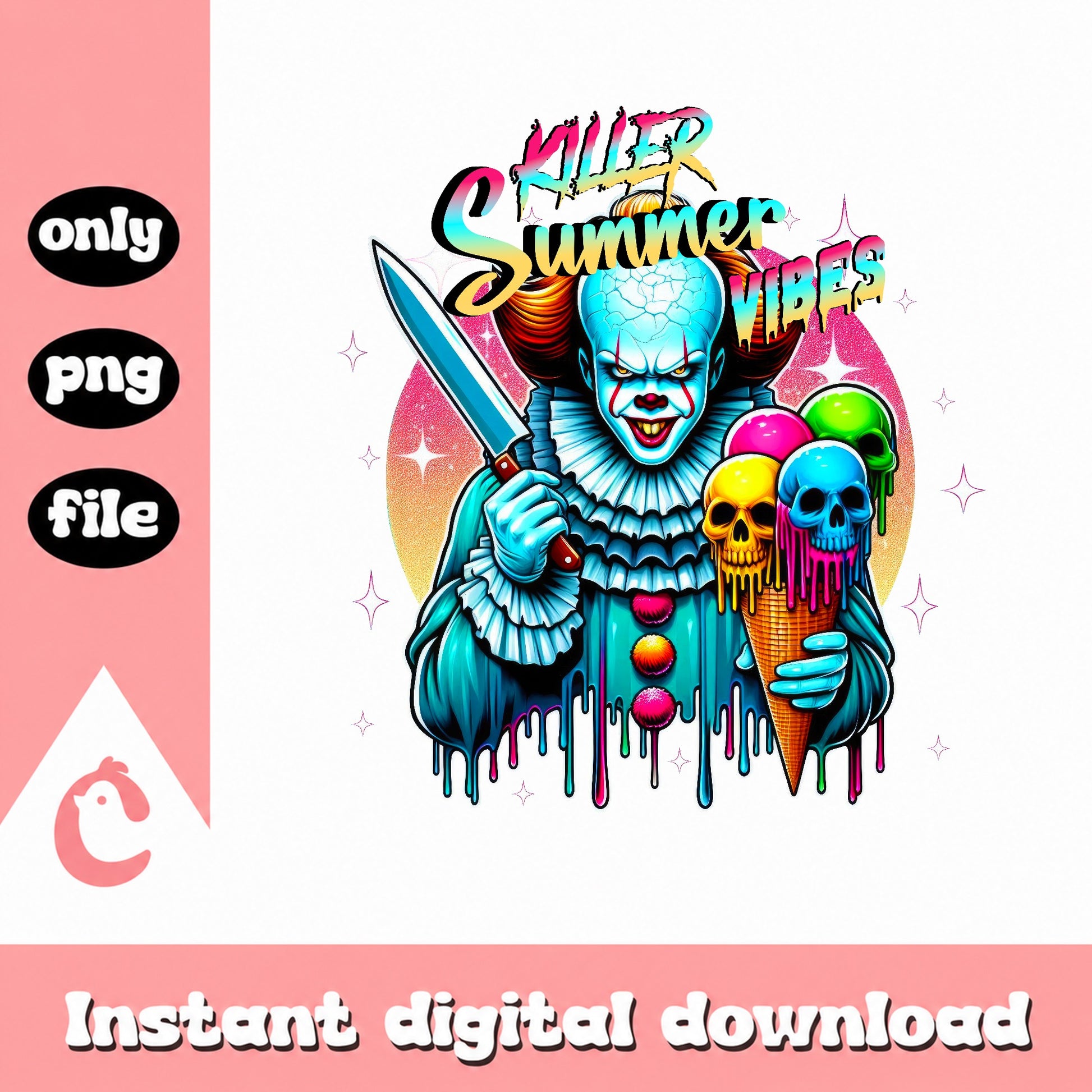 Pennywise Killer Summer Vibes PNG, Horror Clown PNG, IT PNG