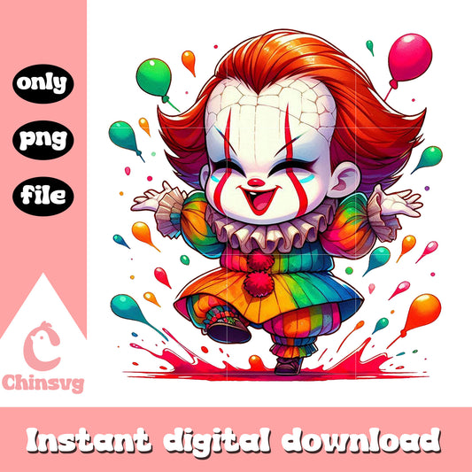 Pennywise chibi halloween design png, it halloween  png