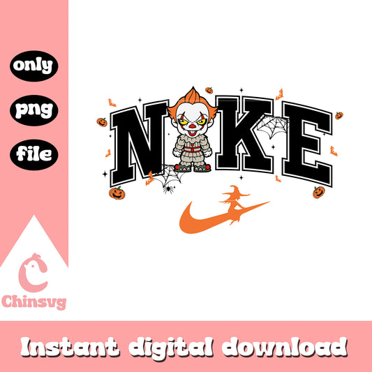 Pennywise chibi nike logo png, pennywise chibi horror png