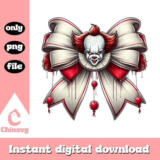 Pennywise face bow halloween design png, trick or treat png