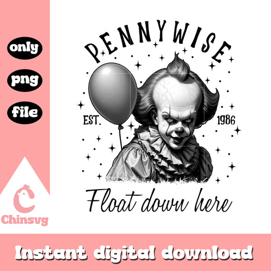 Pennywise float down here est 1986 png, it movie pennywise png