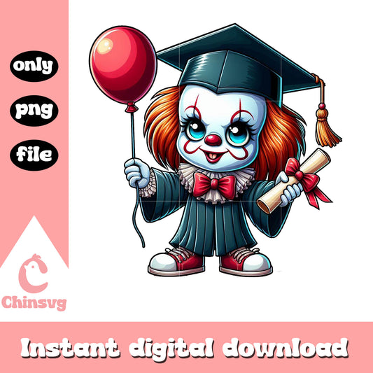 Pennywise graduation design png, pennywise png, graduation png 
