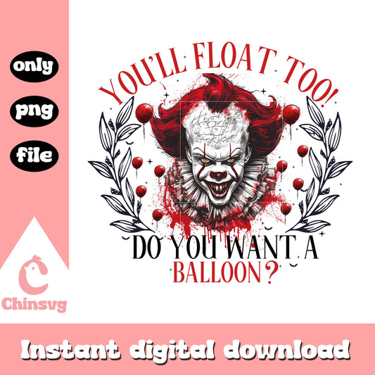 Pennywise head halloween design png, happy halloween png