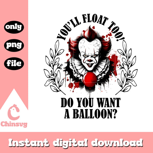 Pennywise head halloween quote design png, halloween decor png