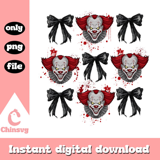 Pennywise horror black bow png, pennywise spooky bow png