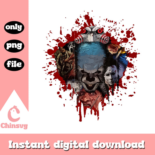 Pennywise horror breaks out splatter blood png, pennywise spooky png