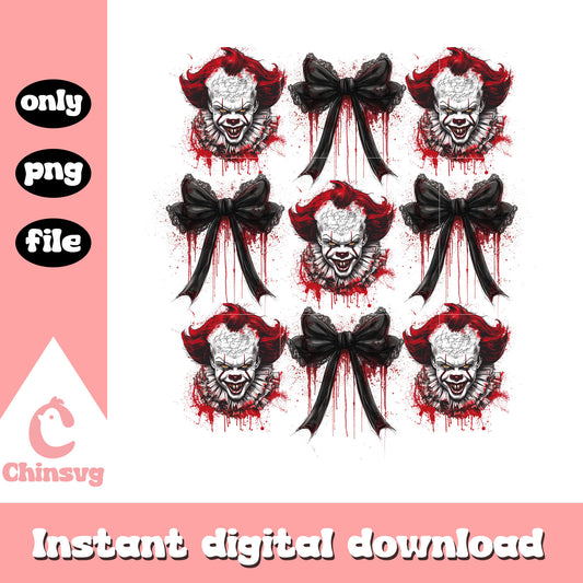 Pennywise it coquettle bow png, horror it pennywise png