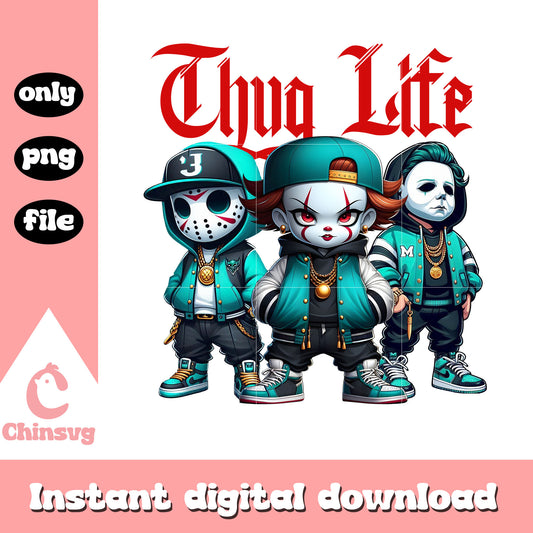Pennywise jason and michael chibi thug life png, thug life png