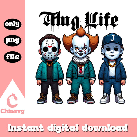 Pennywise jason and michael thug life graphic png, halloween clipart png