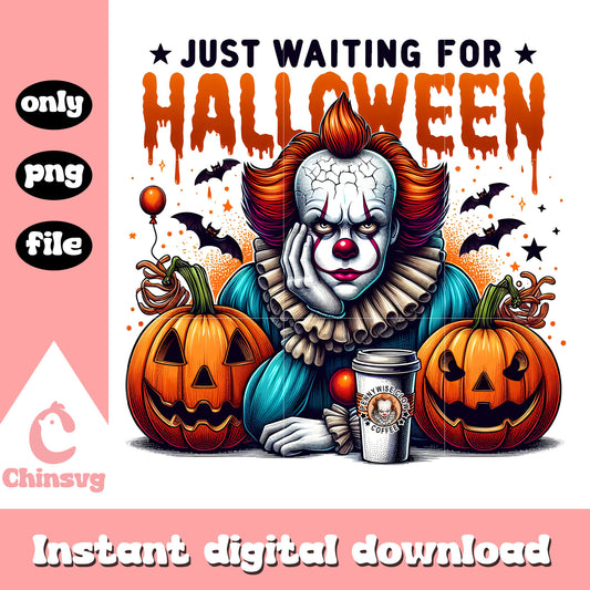 Pennywise just waiting for halloween png, clown pennywise character png