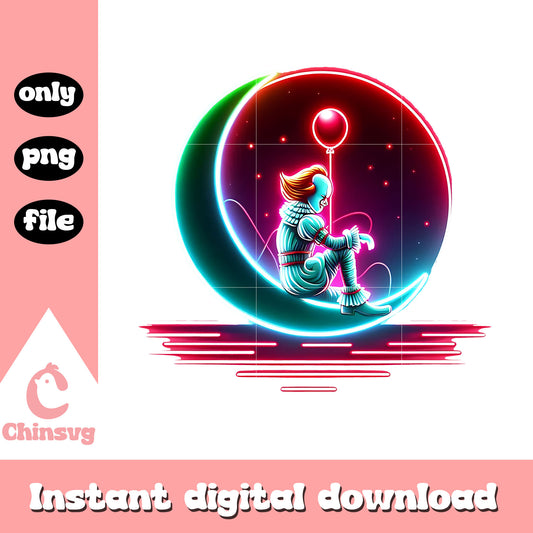 Pennywise moon halloween design png, halloween holiday png