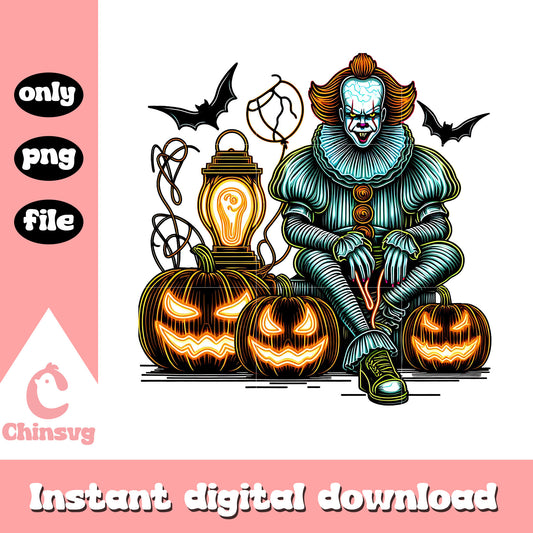 Pennywise pumpkin halloween design png, pennywise halloween png