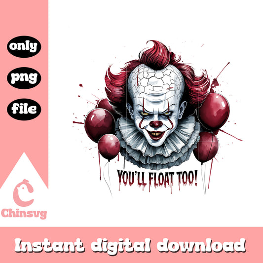 Pennywise you'll float too red balloon png, pennywise png