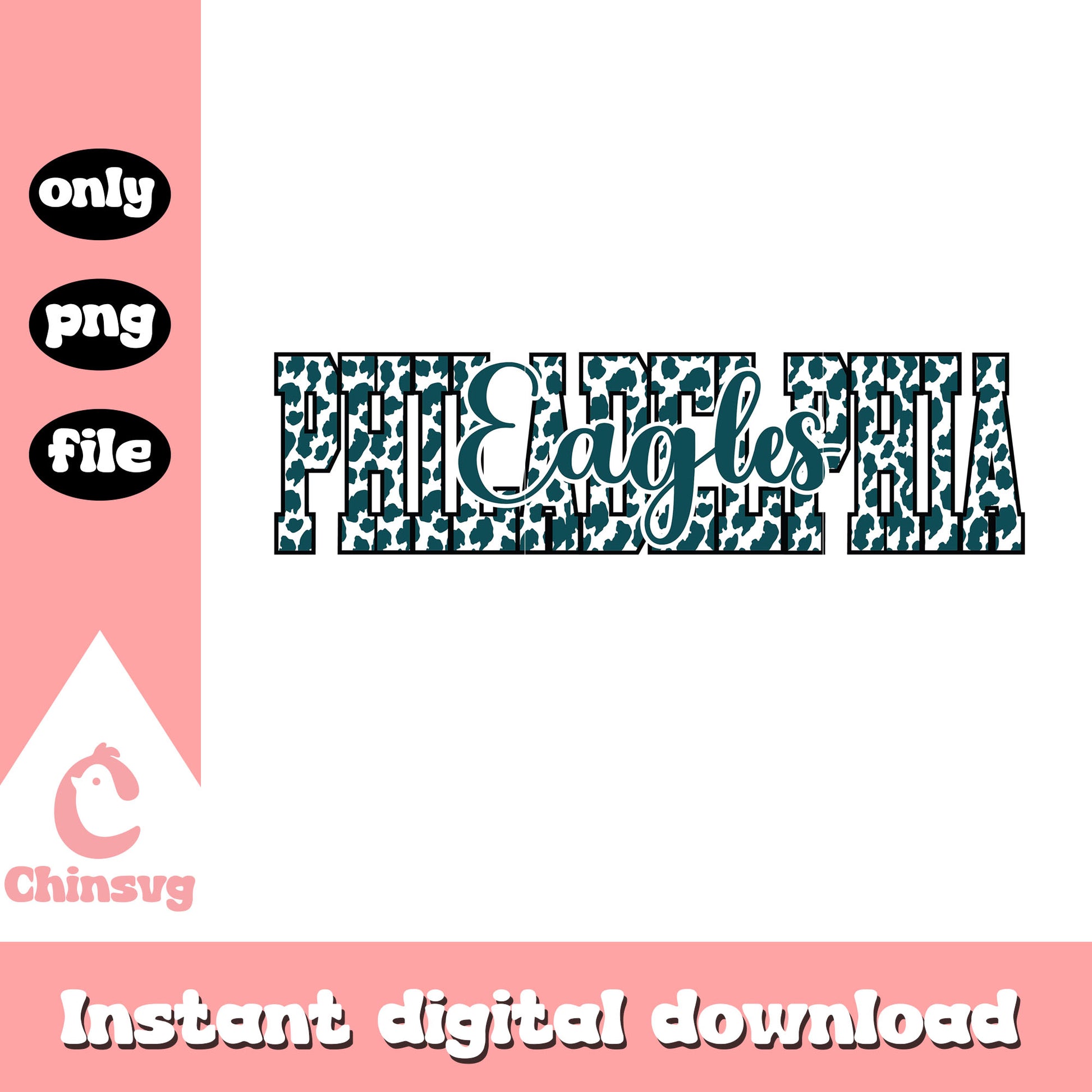 Philadelphia Eagles leopard pattern font design svg, team nfl svg