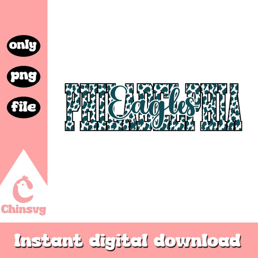 Philadelphia Eagles leopard pattern font design svg, team nfl svg