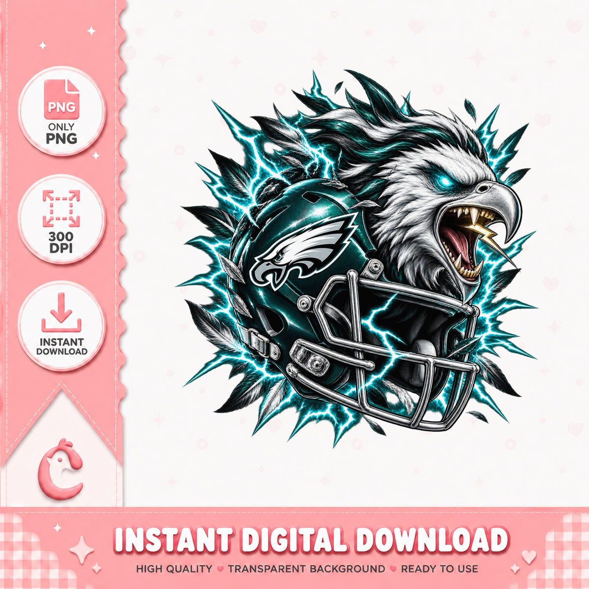 Philadelphia Eagles Football PNG, Eagle Helmet Design, NFL Team PNG