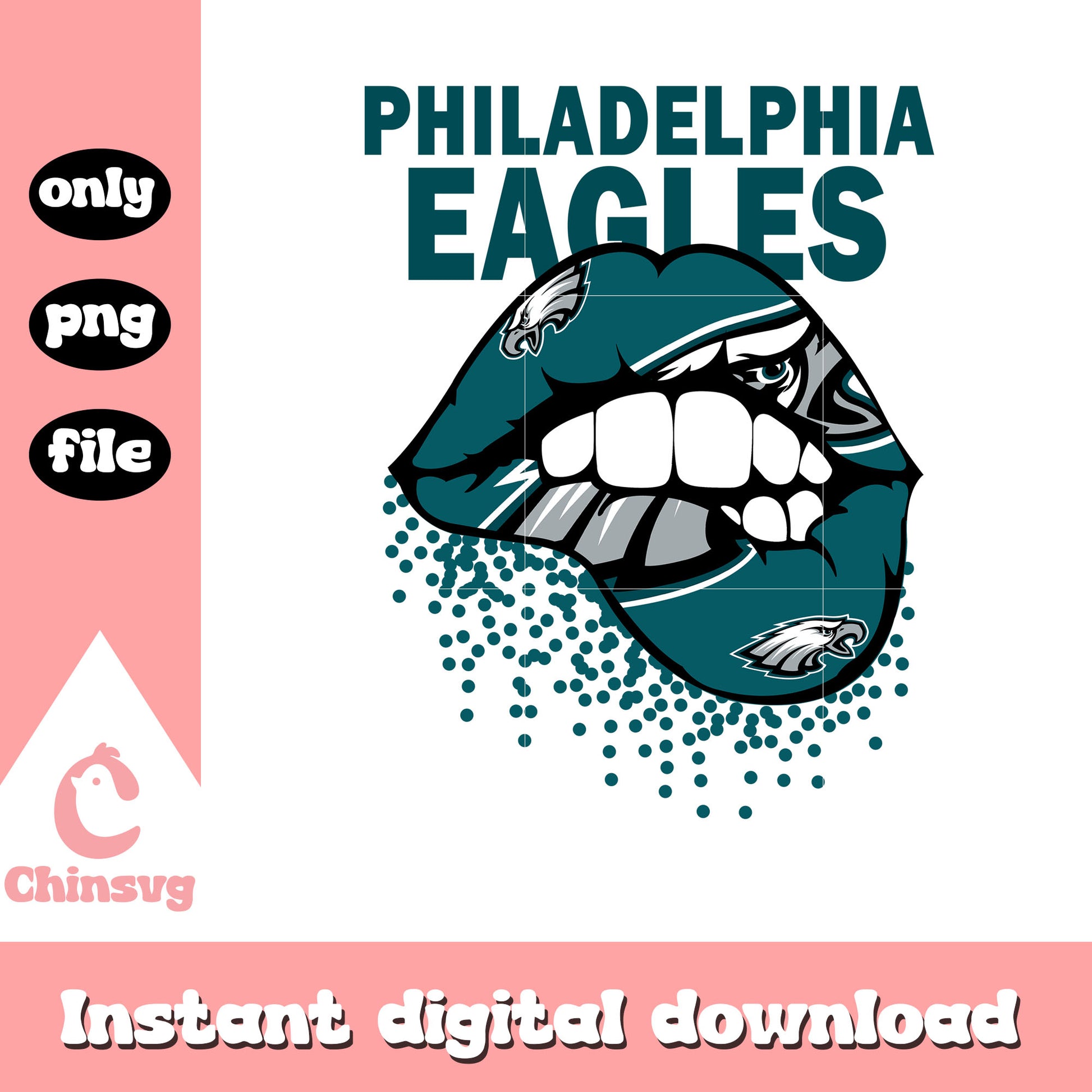 Philadelphia eagles lips design png, eagles football​ png