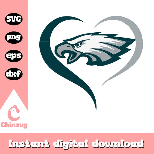 Philadelphia eagles logo heart design svg, nfl draft order 2025 svg