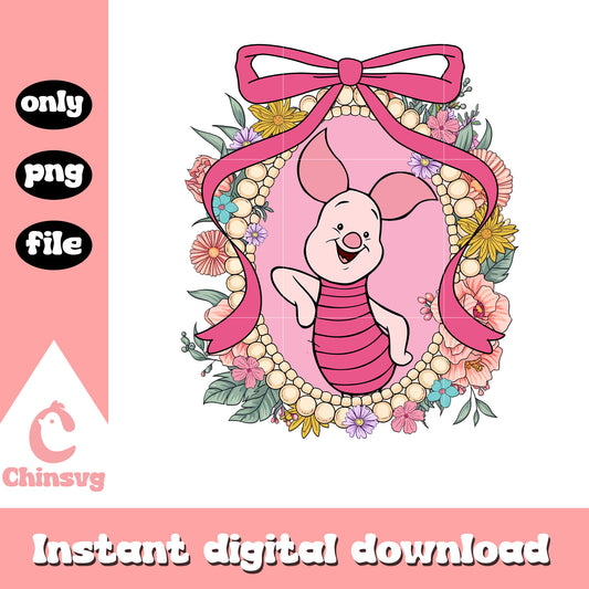 Piglet character mirror design png, winnie the pooh png