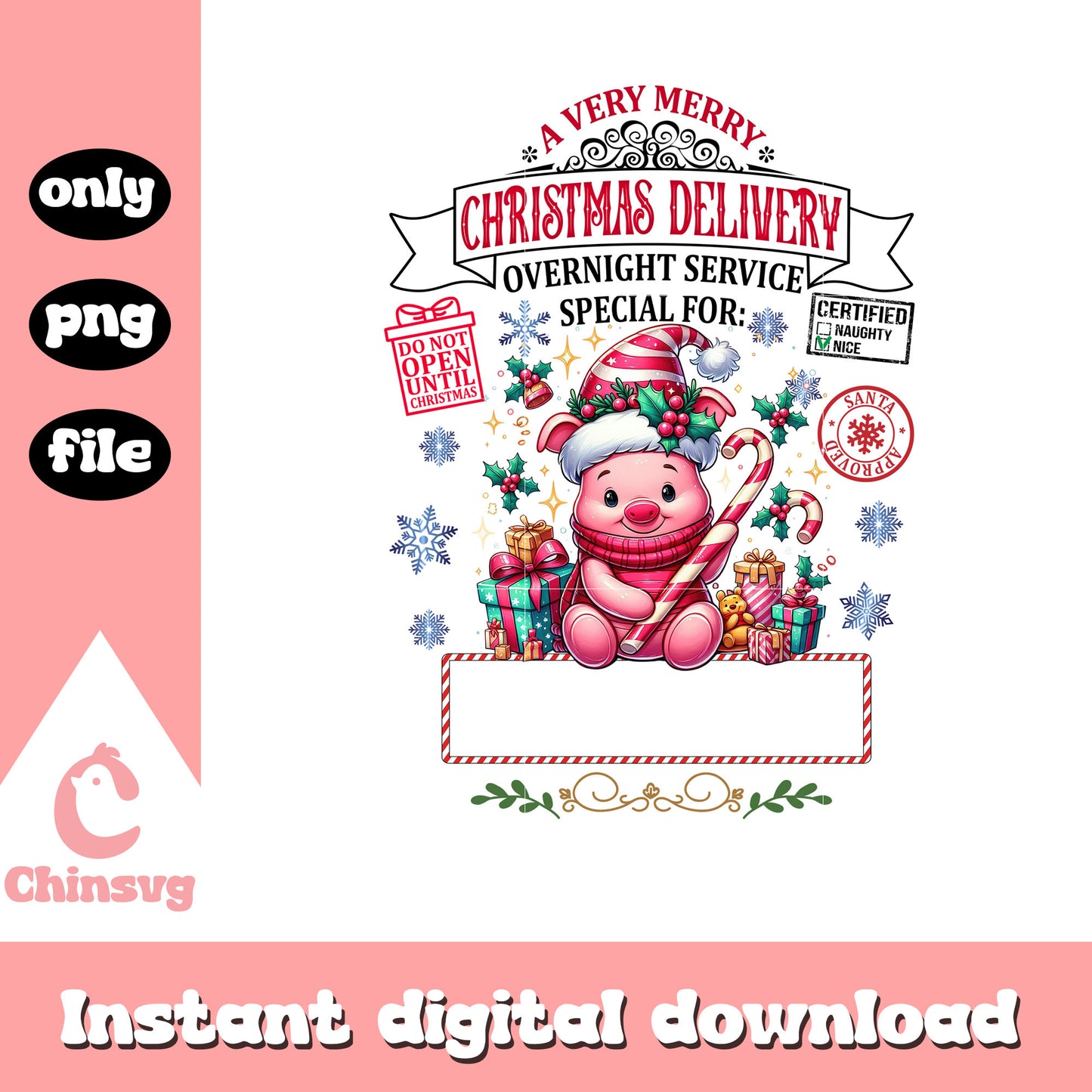 Piglet very merry christmasdelivery png, christmas day png