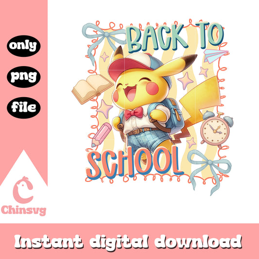 Pikachu back to school coquette clipart png, pikachu cartoon png