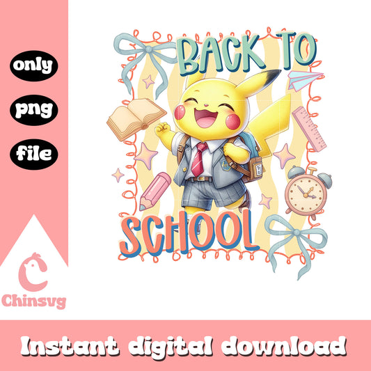 Pikachu back to school coquette design png, pikachu pokemon png