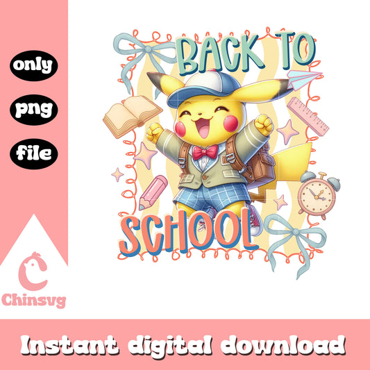 Pikachu back to school coquette png, clipart pikachu png